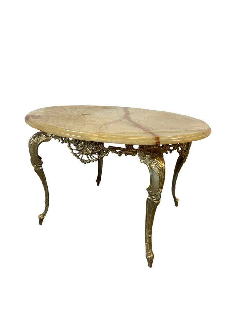 Table basse ronde vintage en laiton doré