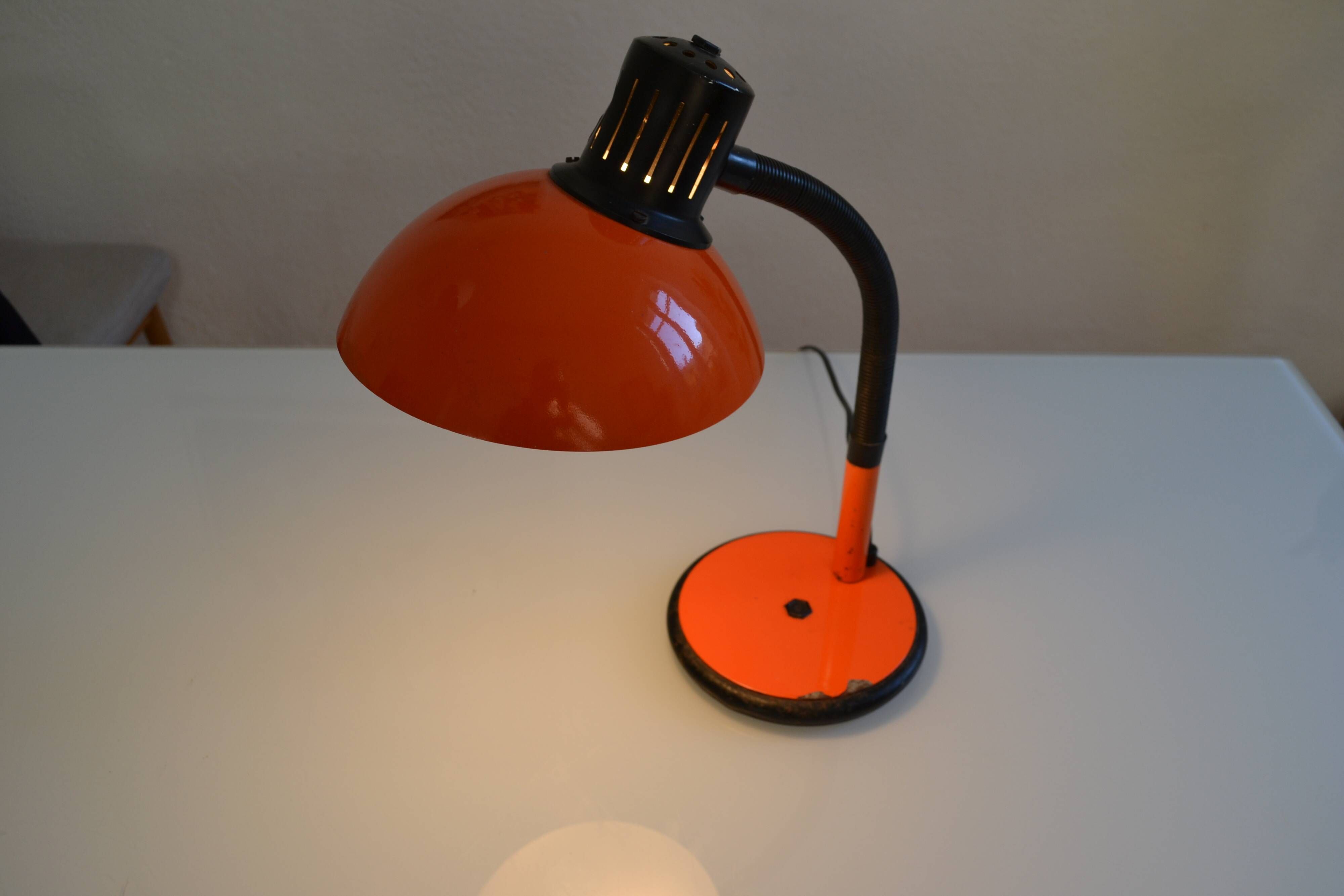 Vintage Aluminor France orange lamp from the 70s 1970