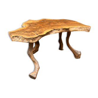 Brutalist coffee table in solid olive tree, period around 1960