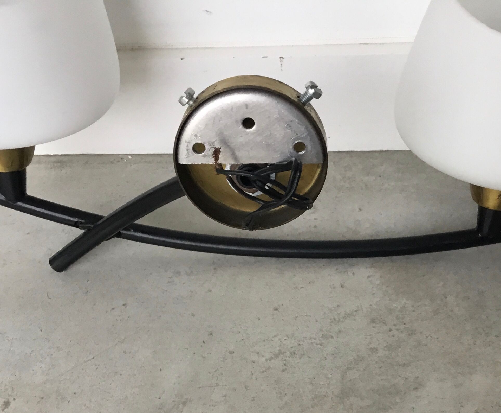 Double wall light of the house Arlus - brass and black metal - 1950