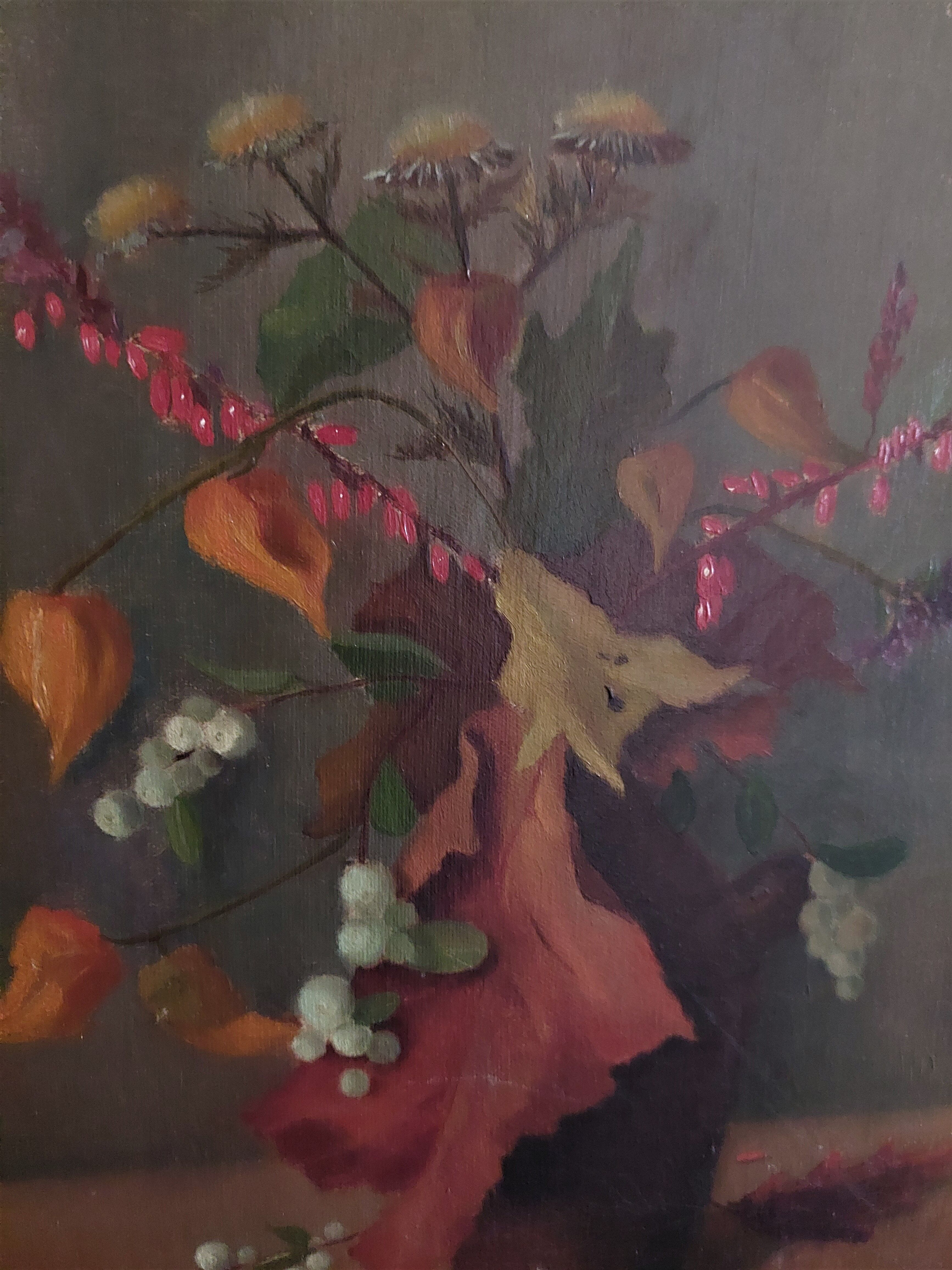 Painting oil on canvas still life bouquet
