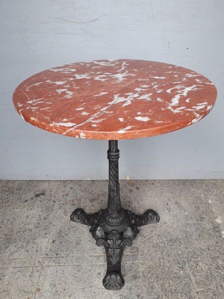 Table bistro period art Nouveau 1900 cast and marble