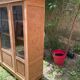 Raw wood display case with 3 doors, oak