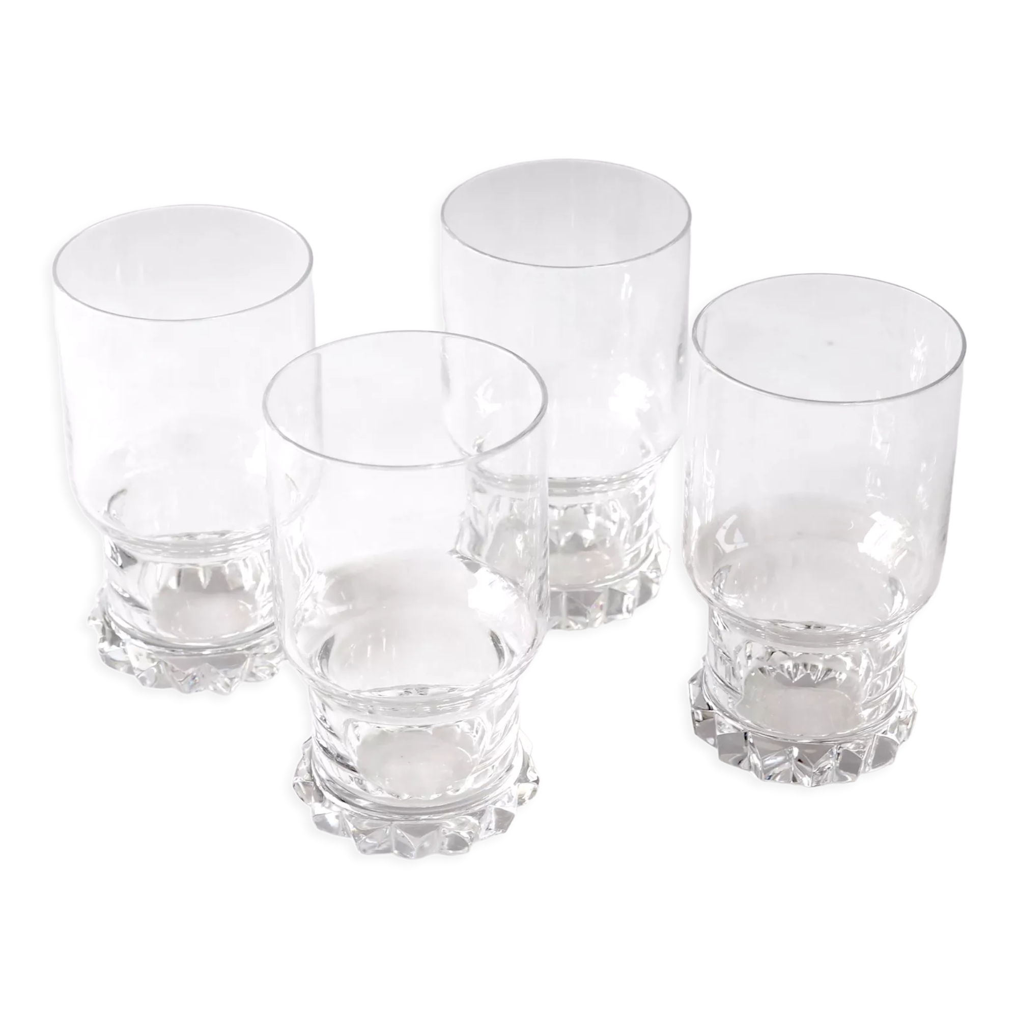 4 high crystal whisky glasses
