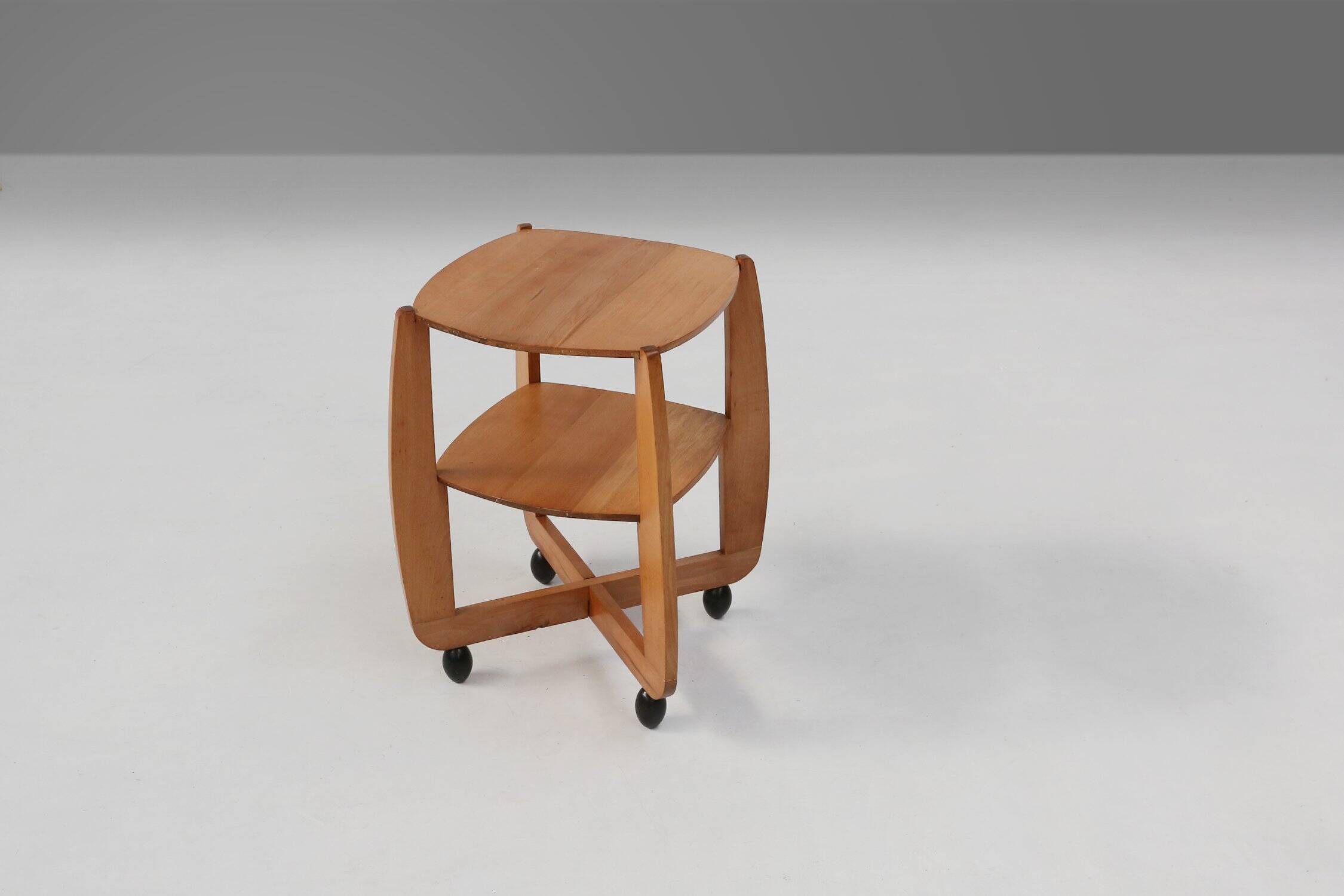 Amsterdam School beech wooden Side Table, The Netherlands 1920s