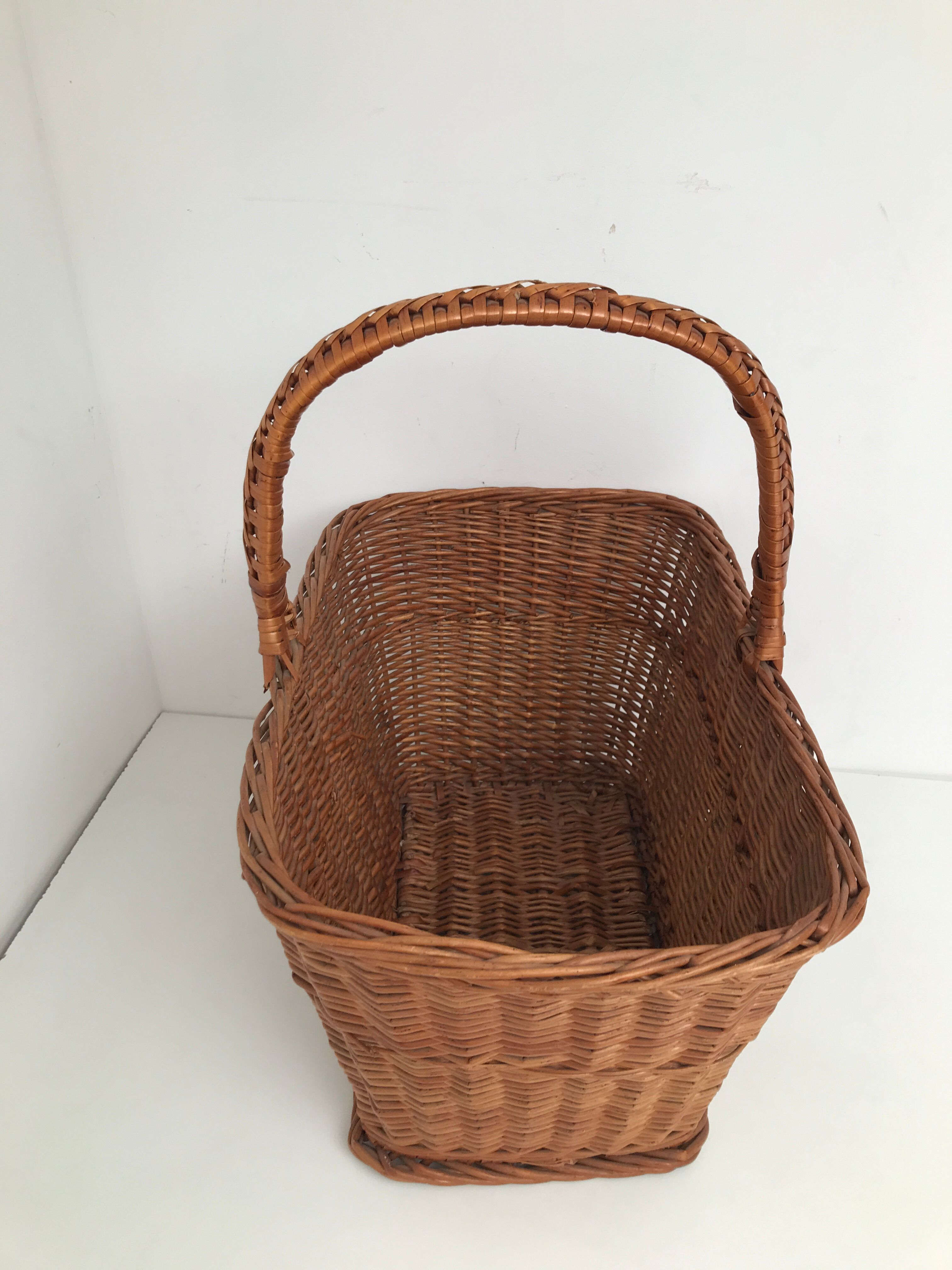 Vintage rattan wicker market basket