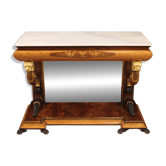 Spanish inlaid console with marble top from the 19th century