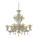 Venetian Cà Rezzonico Floral Gold Murano Style Glass Chandelier