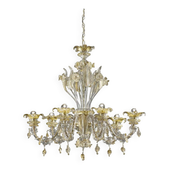Venetian Cà Rezzonico Floral Gold Murano Style Glass Chandelier