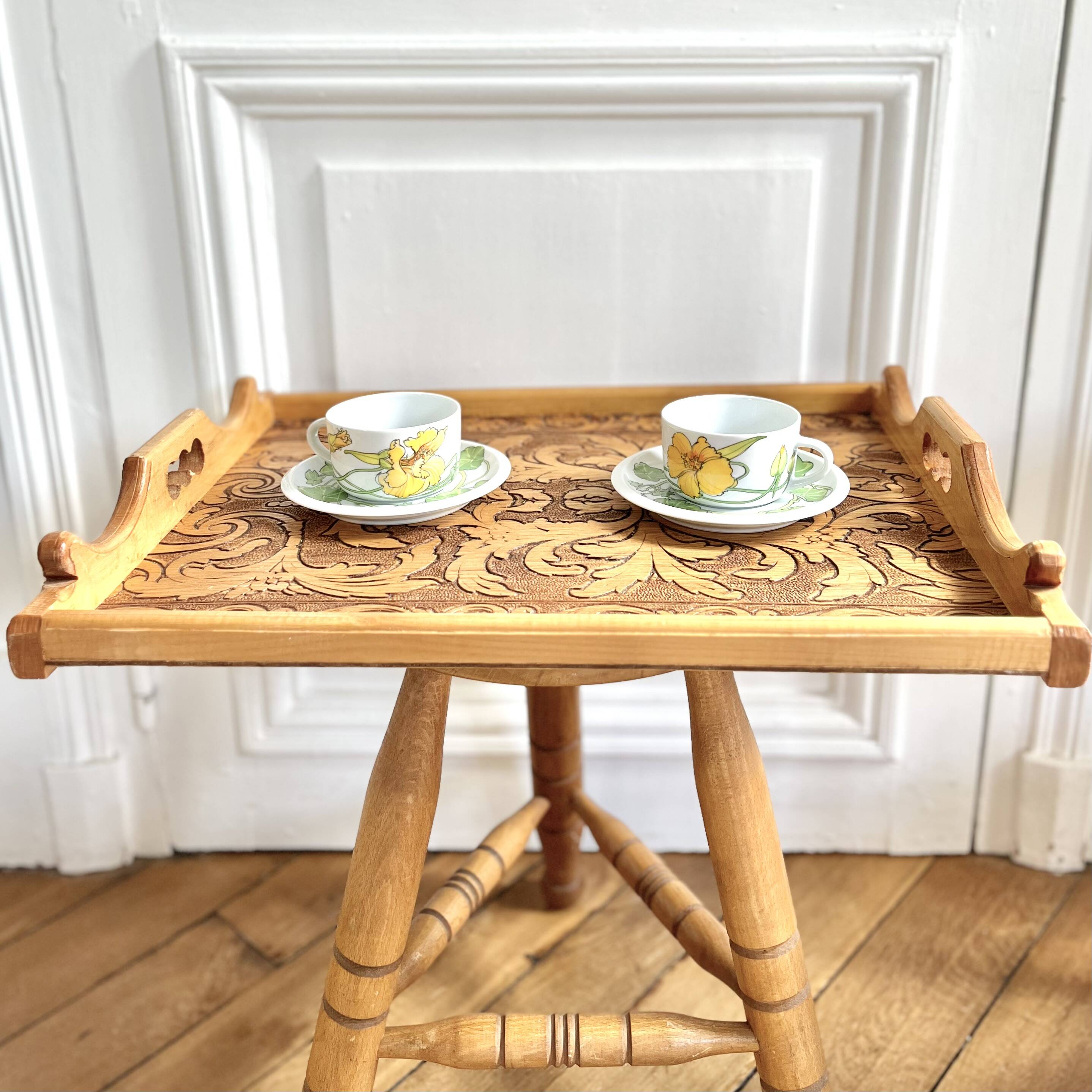 Engraved wooden tray