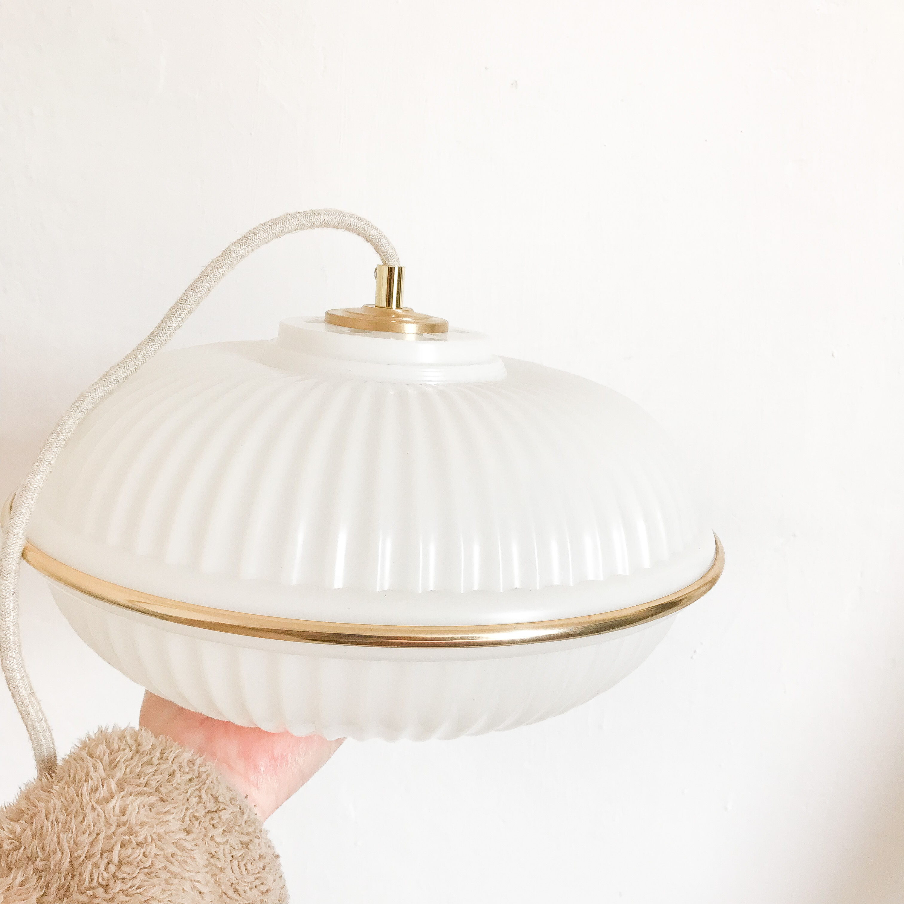 Vintage brass plastic pendant lamp