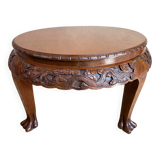 Table basse ancienne en bois sculpté de dragons Chine vers 1940
