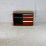 Storage unit by Henri Lesêtre & Claude Gaillard, solid wood, polished steel. France, circa 1970