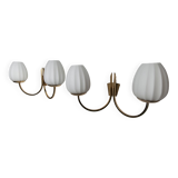 Pair of 1960 opaline and brass wall lights from Italy