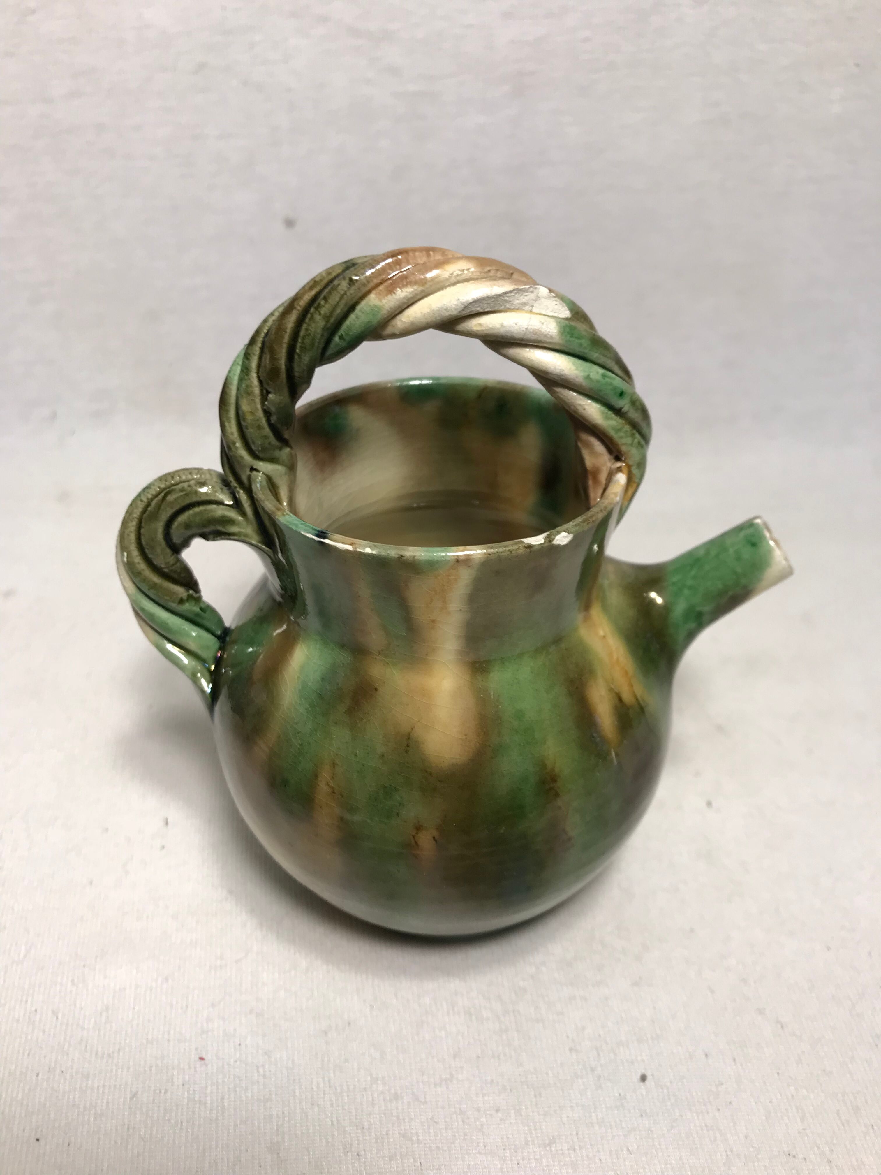 Former small vallauris green ceramic pitcher
