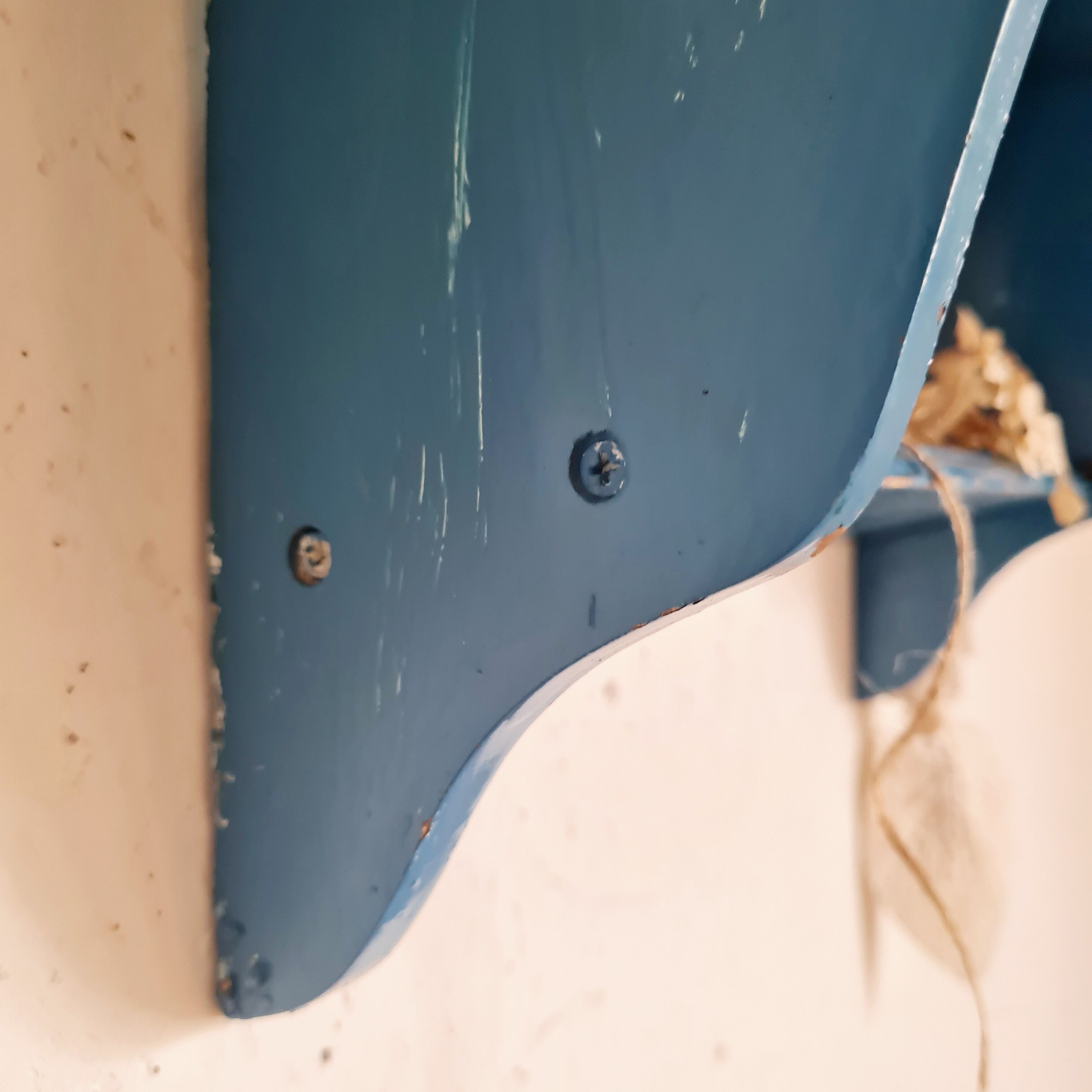 Blue wood wall shelf