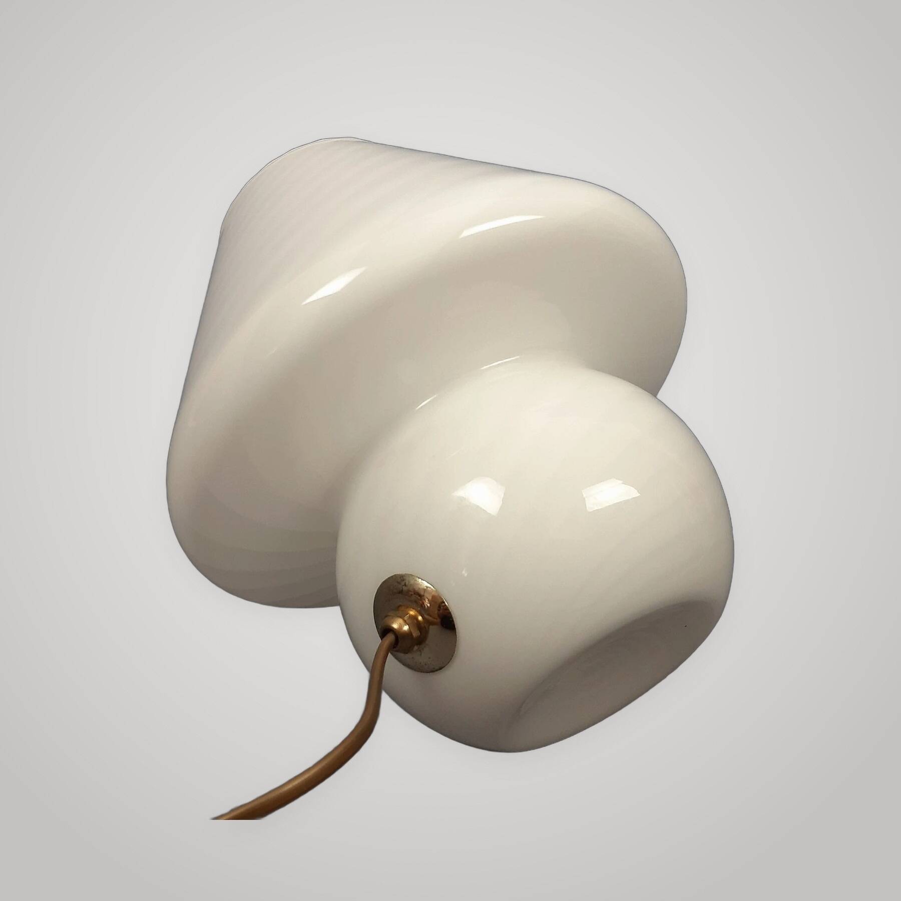 Mushroom Table Lamp Murano Glass White Spiral Modern Design 1970