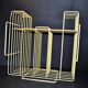 Vinyl record holder / graphic design magazines in yellow metal 1960-1970