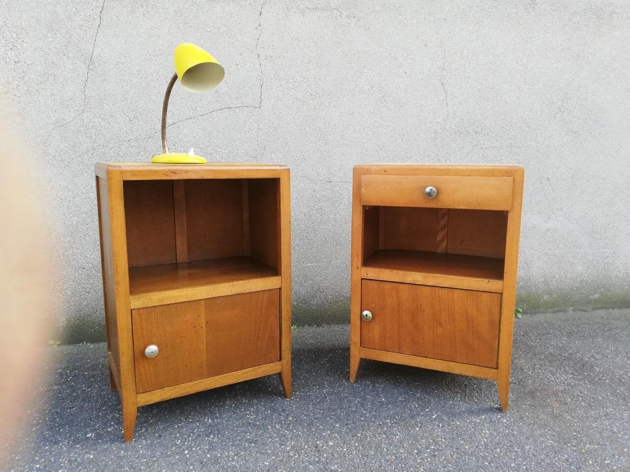 Pair of modernist wooden bedside tables