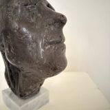 Mid Century Painted Plaster Bust of a Man on a Marble Base, 1976