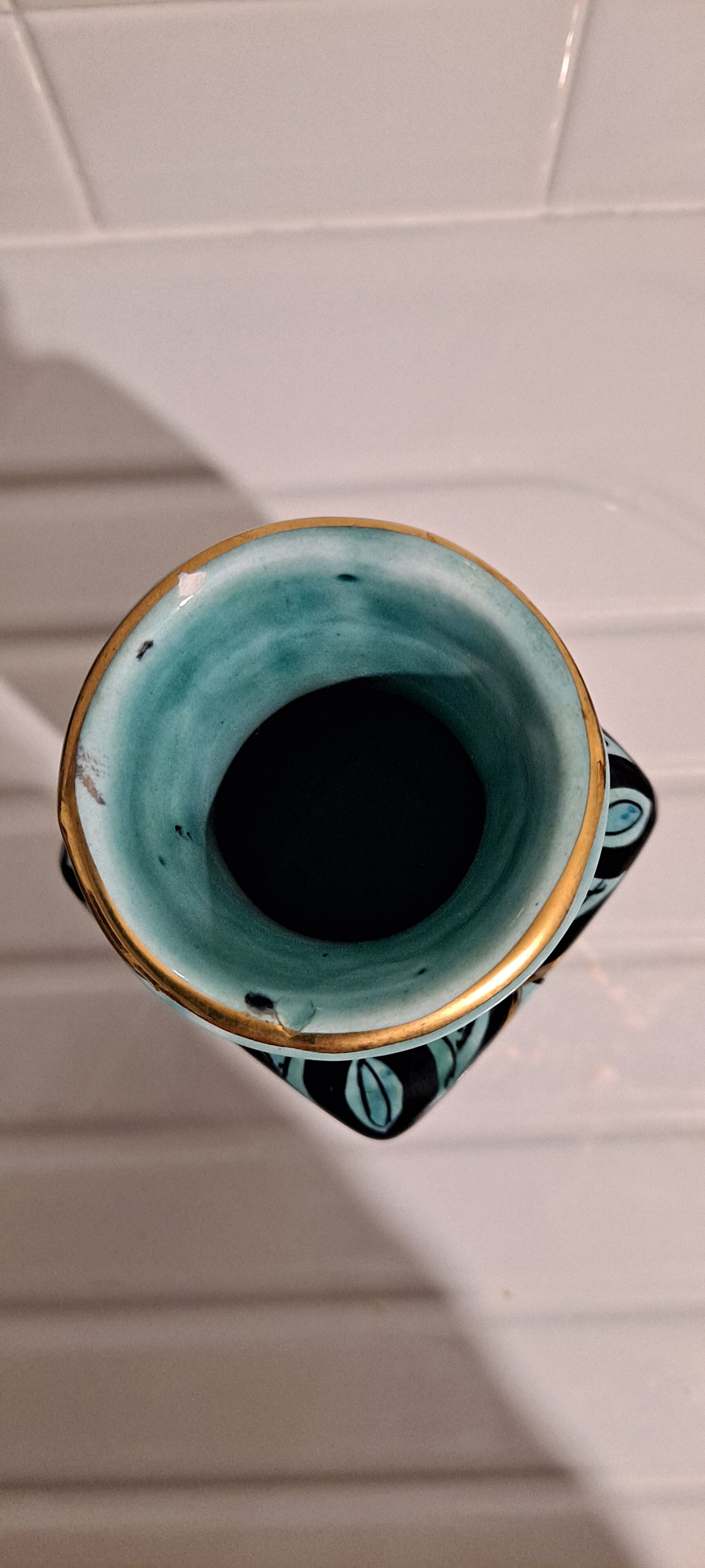 Vase bleu et or Azouz Kharraz Tunisie