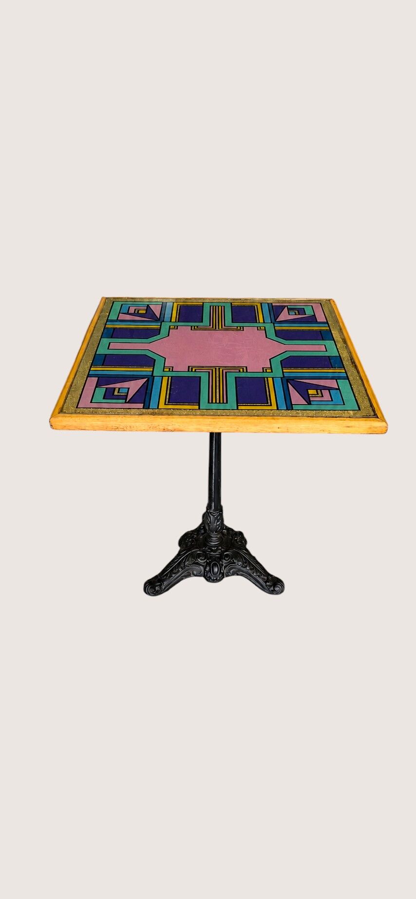 Vintage bistro table hand-painted by Bing, Cannes, 1990s.