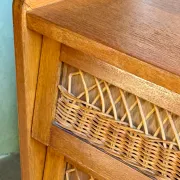 Scandinavian chest of drawers in oak and rattan from the 50s/60s.