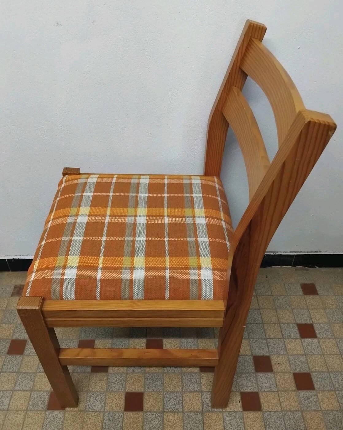 Pair of Vintage Wooden / Orange Fabric Chairs