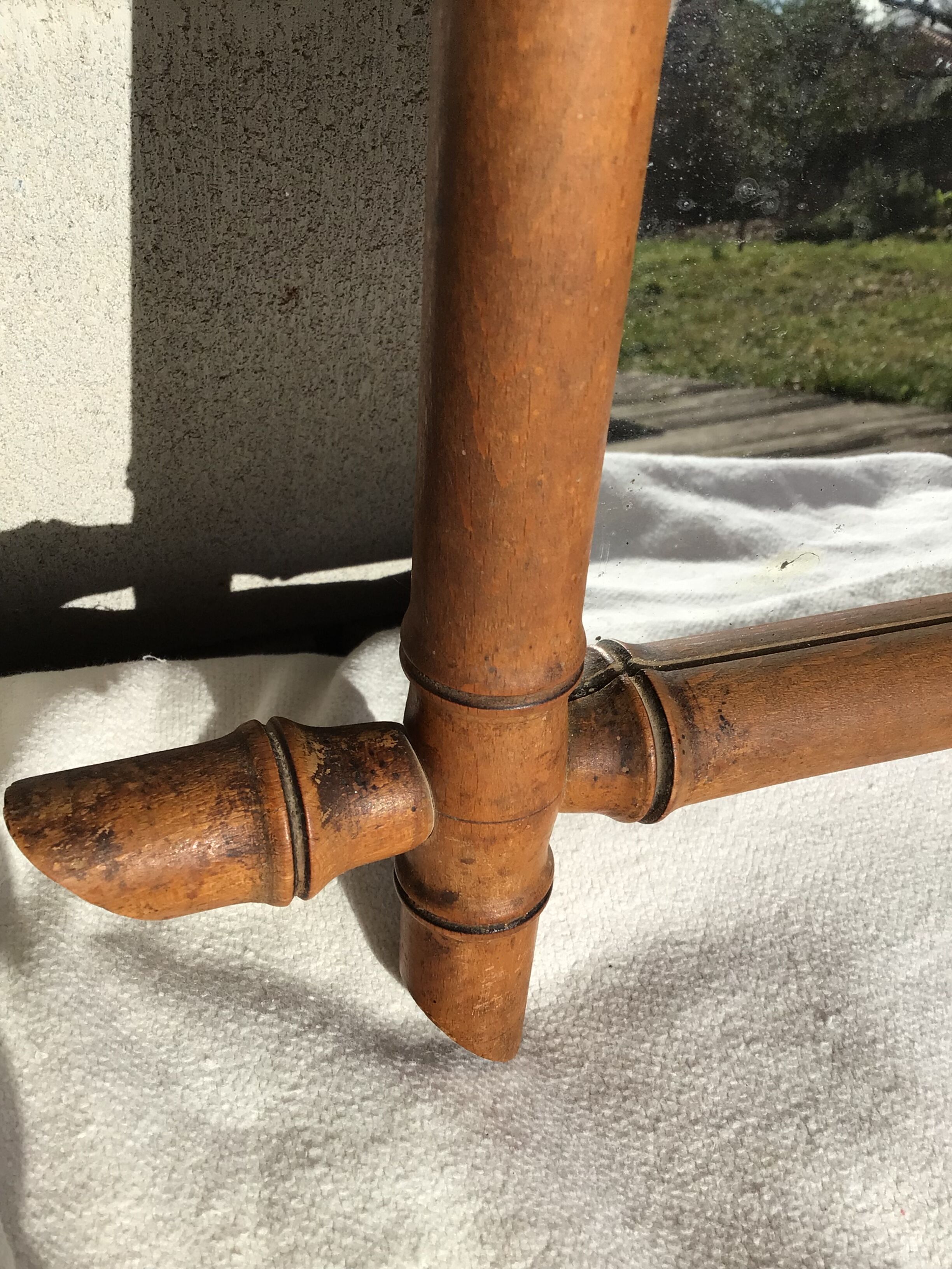 Mirror wood turned old bamboo