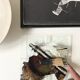 ashtray abstract painting in melted glass, around 1970