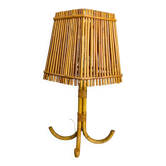 Grande lampe de table en bambou et rotin Louis Sognot, France, années 1960.
