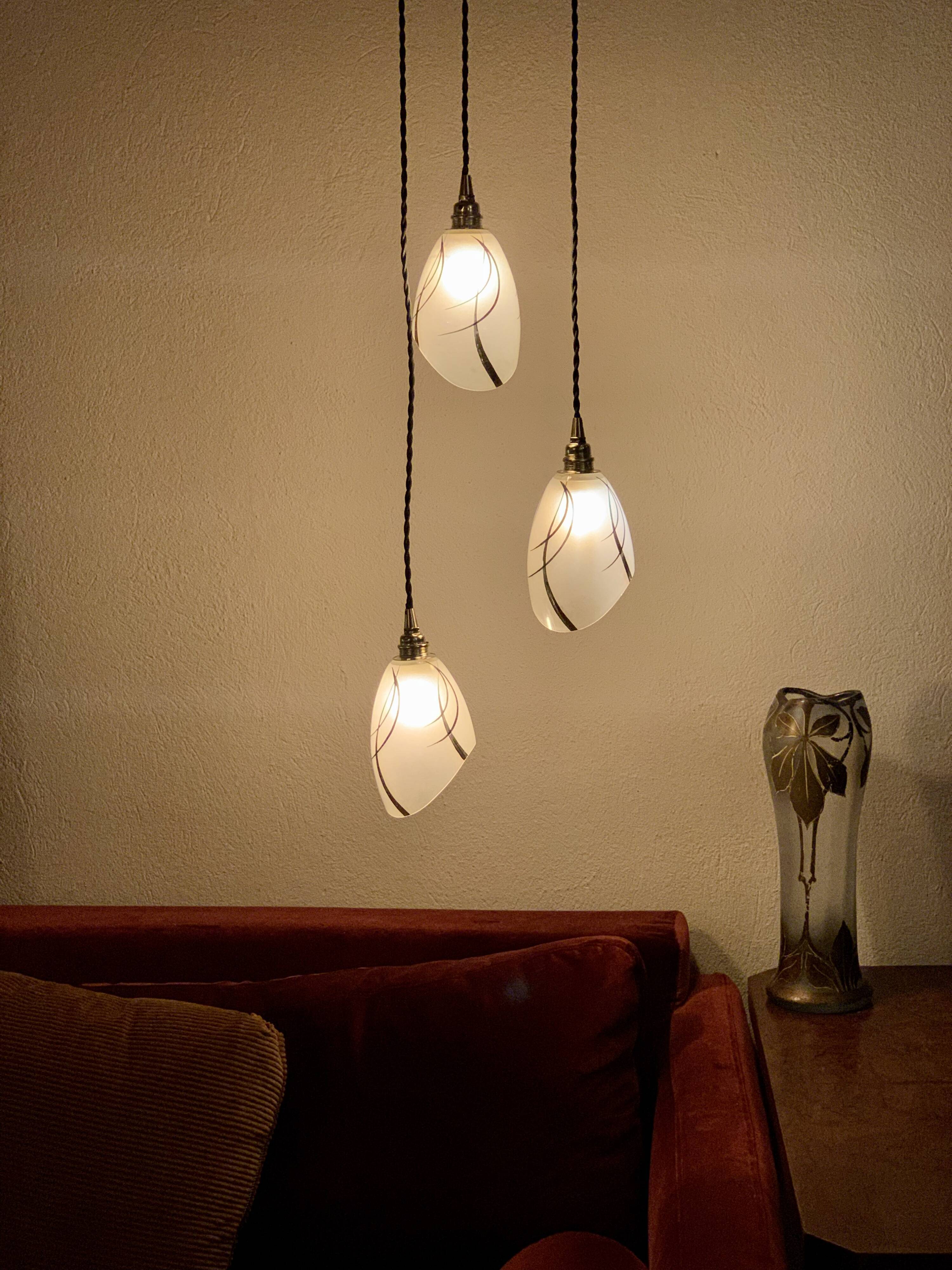 Suspension waterfall art deco tulips glass