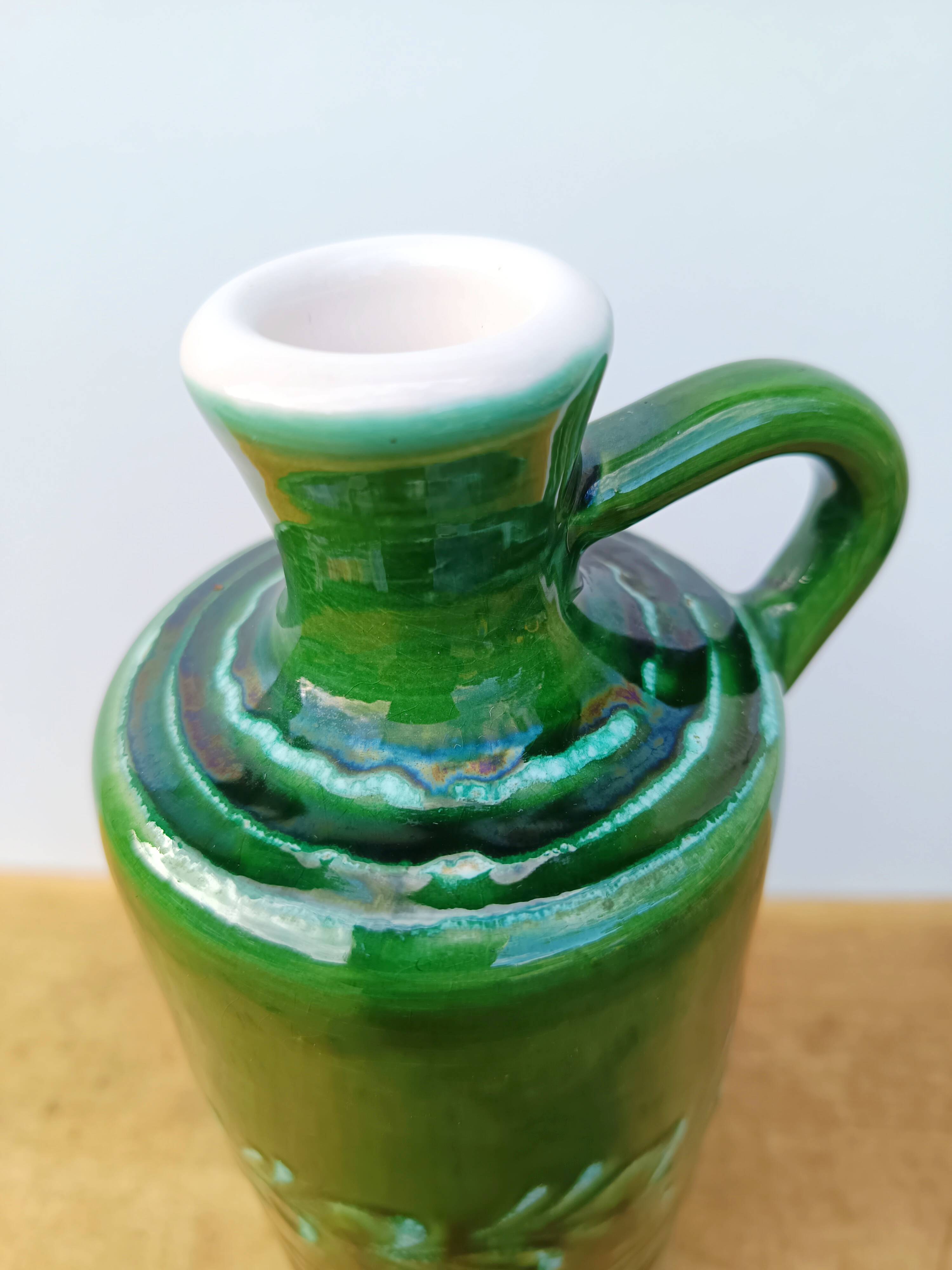 Bottle, vintage soliflore in enamelled terracotta