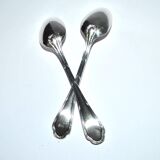 Ercuis set of 2 Trianon silver-plated dessert spoons with crossed ribbon, 15 cm