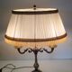 Empire style hot water bottle lamp with fabric lampshade / vintage 50-60s