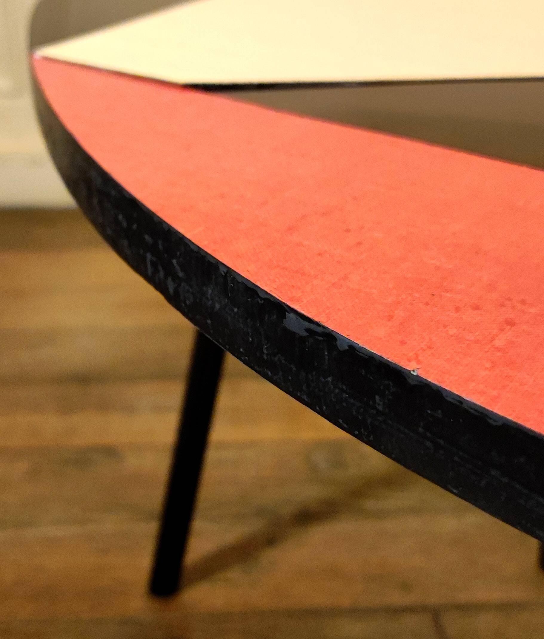 Formica tripod bean coffee table 1950