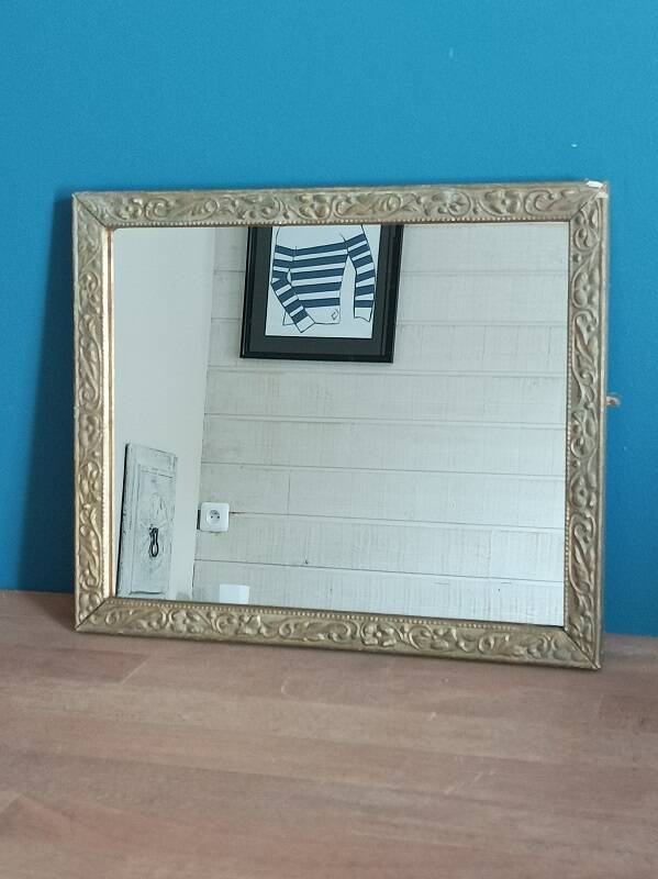 Mirror Carved gilded stucco wood frame patinated dpmc 0923237