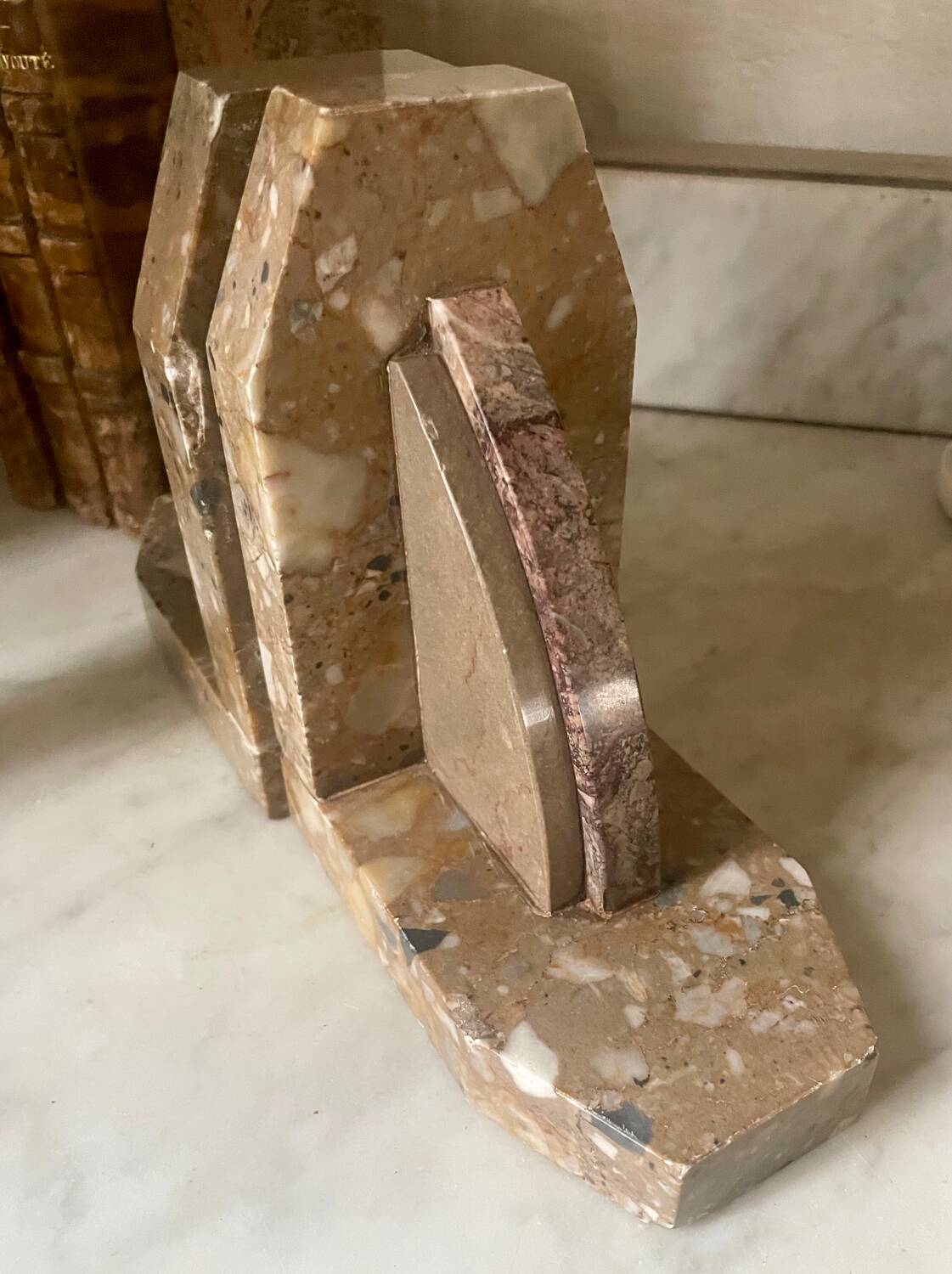 Pair of Art Deco marble bookends