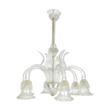 Mid-century six arms Murano Bullicante Rostrato chandelier by Ercole Barovier