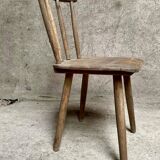 Series Set of 6 old rustic Western bistro chairs in original patina wood