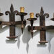 Duo of wrought iron wall lamps Atelier Marolles