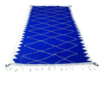 Blue Moroccan rug, handmade rug 150/250cm.