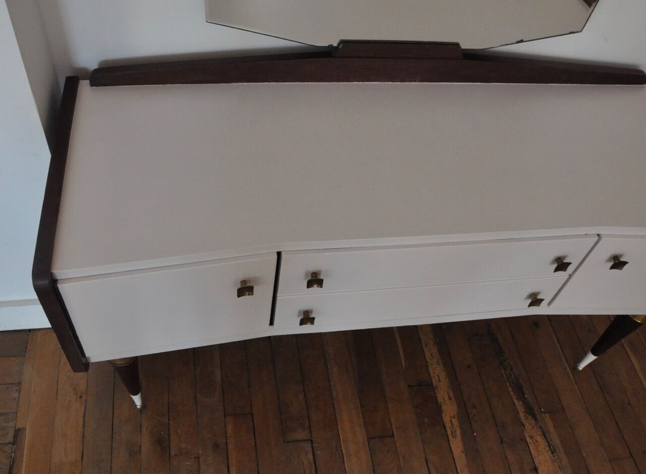 Vintage dressing table  nude and wood