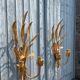Pair of wall sconces in the shape of a wheat sheaf with two lights.
