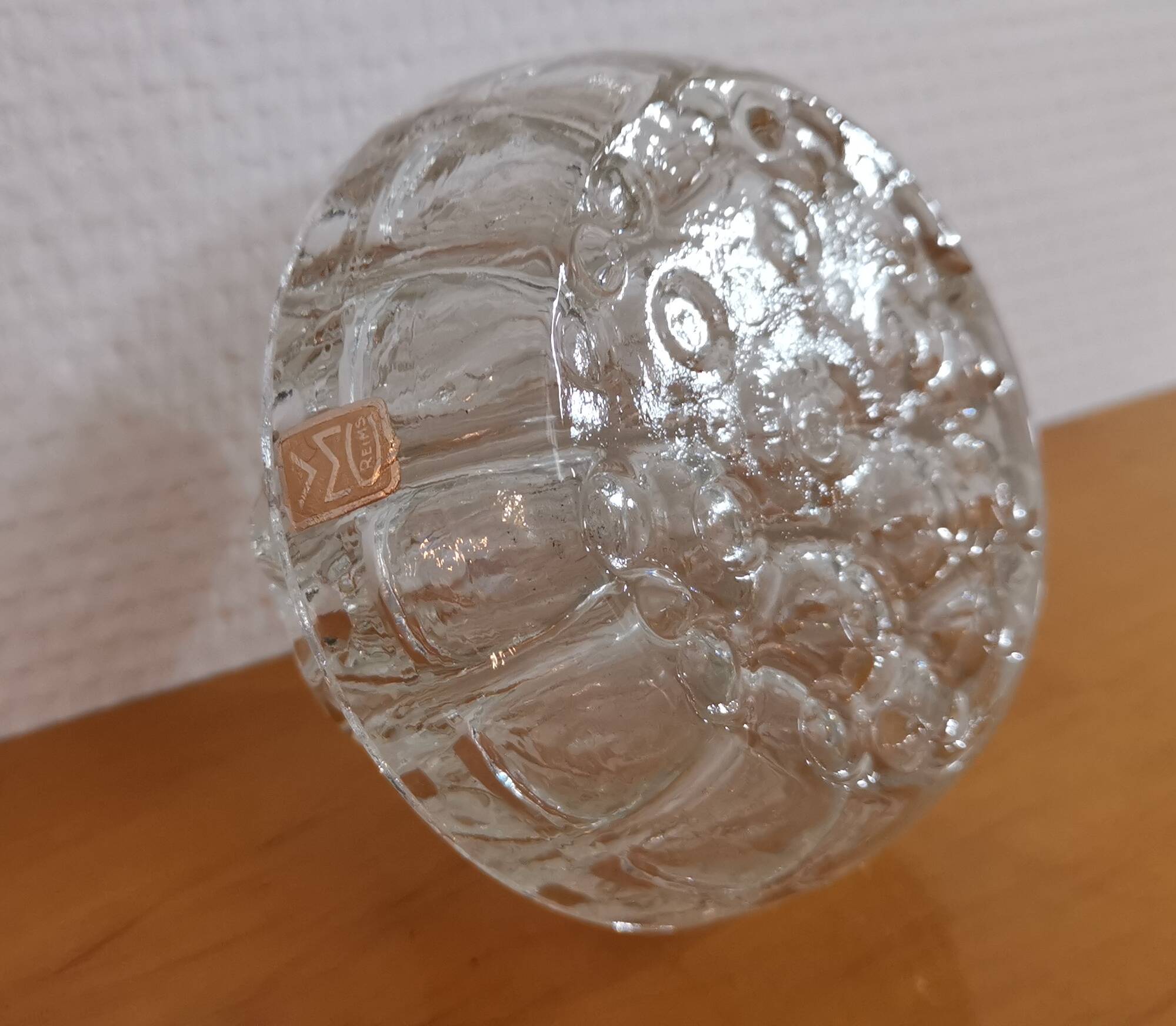 Old flower spade in the shape of a glass ball from Reims France 12cm