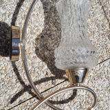 Pair of vintage brass and chiseled glass sconces - 50s