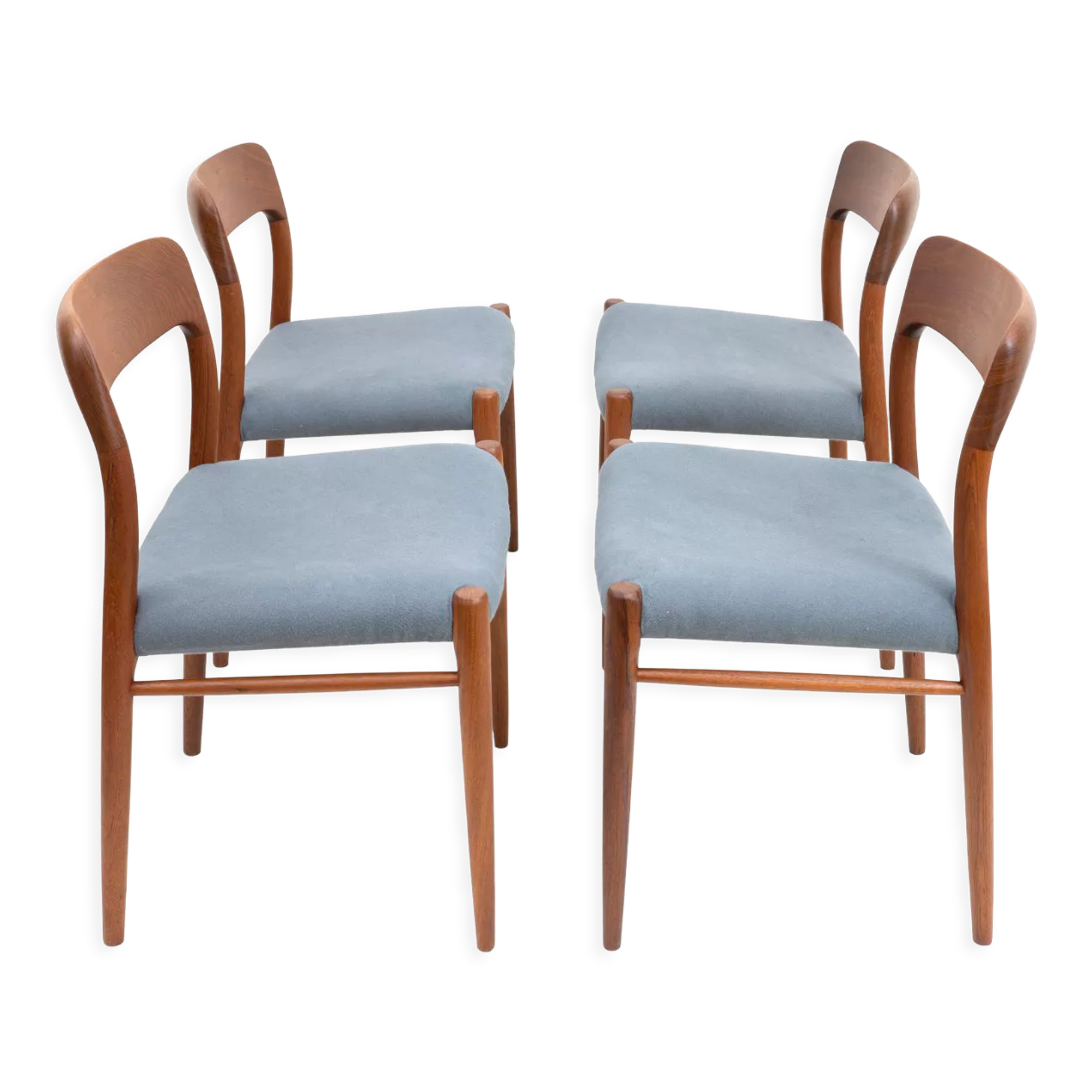 Danish teak chairs model 75 by Niels Otto Møller, Set of 4