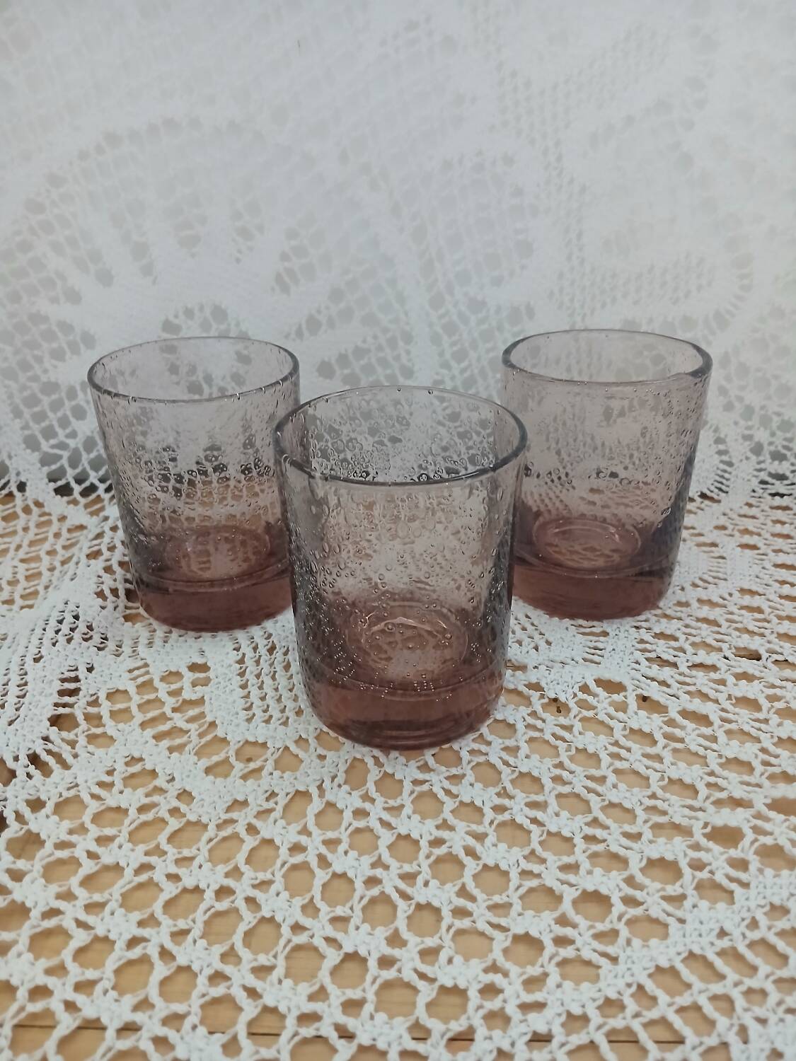 3 bubble glass water glasses