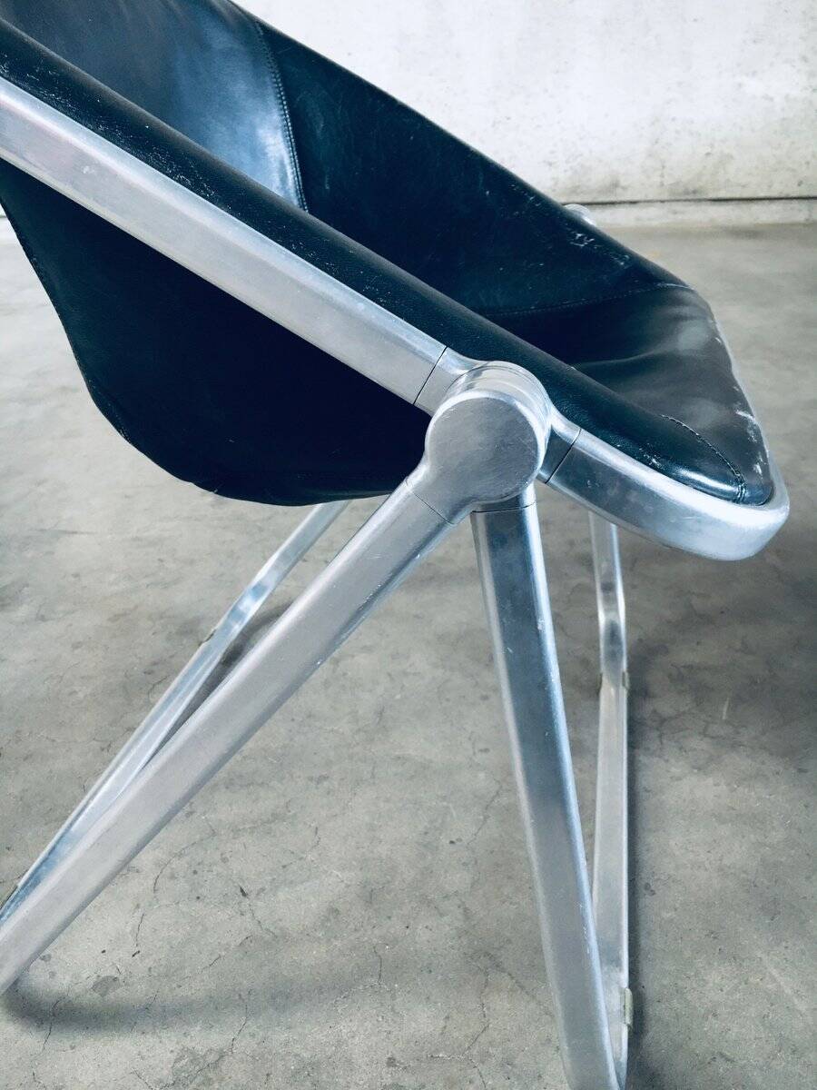 Plona Leather Side Chair by Giancarlo Piretti for Castelli, 1970s