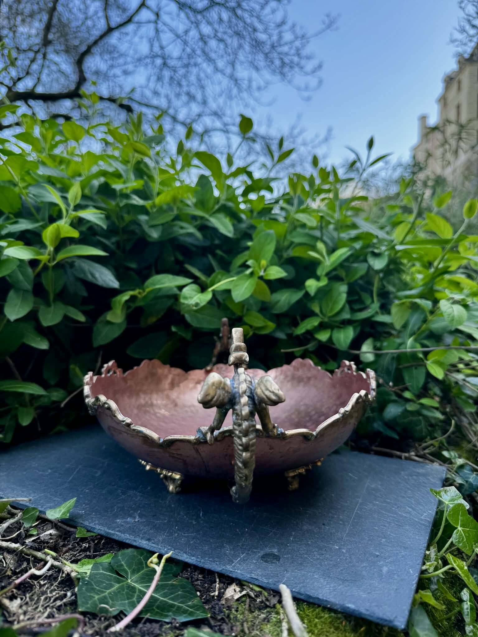 Large Art Nouveau copper fruit bowl Italy 1890s